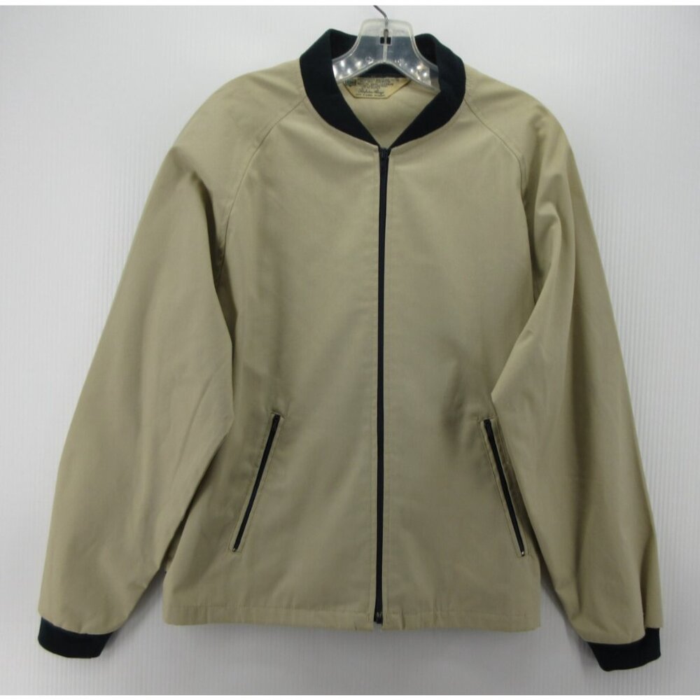 VINTAGE Kmart Jacket Medium Tan Bomber Coat Full Zip 80s Classic *